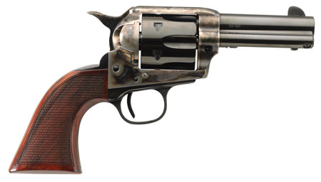[839665000090] Taylors  &  Company 556217DE Short Stroke Runnin Iron Deluxe 45 Colt (LC) 6rd 3.50" Blued Cylinder  &  Barrel Color Case Hardened Steel Frame Checkered Walnut Grip (Taylor Tuned)