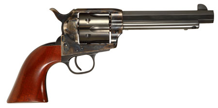 [839665008454] Taylors  &  Company 556105 1873 Cattleman Drifter 357 Mag Caliber with 5.50" Blued Finish Barrel, 6rd Capacity Blued Finish Cylinder, Color Case Hardened Finish Steel Frame  &  Walnut Grip