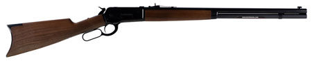 [048702006852] Winchester Repeating Arms 534175171 Model 1886 Short Rifle 45-90 Win 8+1 24" Brushed Polish Blued Sporter Barrel, Drilled  &  Tapped Steel Receiver, Grade I Satin Walnut Straight Grip Stock