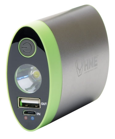 [888151017166] HME HW Hand Warmer  with Light ABS Plastic Sliver w/Green Accent Rechargeable Lithium Ion