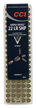 [604544627510] CCI 36CC Mini-Mag High Velocity 22LR 40gr Segmented Hollow Point 100 Per Box/50 Case