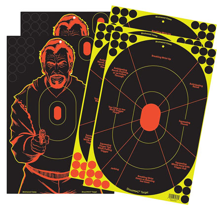[029057346305] Birchwood Casey 34630 Shoot-N-C Reactive Target Combo Pack Self-Adhesive Paper Multi Color 12"x18" Oval Silhouette/Bad Guy 5 Pack