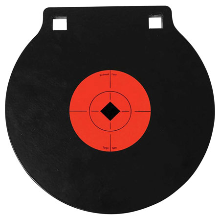 [029057476156] Birchwood Casey 47615 World of Targets Double Hole 10" Pistol/Rifle Black/Orange AR500 Steel Circle w/Crosshair  &  Diamond 0.38" Thick Hanging