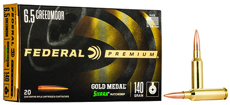 [604544630312] Federal GM65CRD1 Premium Gold Medal 6.5Creedmoor 140gr Sierra MatchKing BTHP 20 Per Box/10 Case