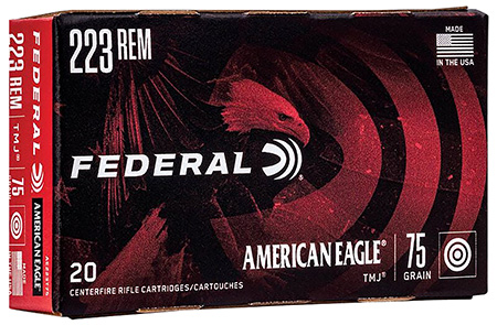 [604544625615] Federal AE223T75 American Eagle Rifle 223Rem 75gr Total Metal Jacket 20 Per Box/25 Case