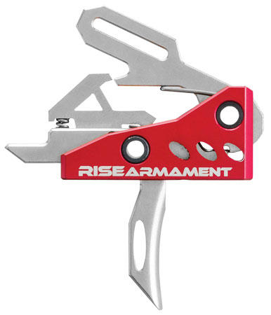 [851046006002] Rise Armament RA535APT RA-535 High Performance Single-Stage Straight Trigger with 3.50 lbs Draw Weight  &  Silver/Red Hardcoat Anodized Finish for AR-Platform