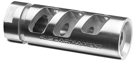 [851046006118] Rise Armament RA701223SLVR RA-701 Compensator Silver 416R Stainless Steel with 1/2"-28 tpi Threads  &  2.50" OAL for 5.56x45mm NATO AR-Platform