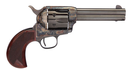 [839665000229] Taylors  &  Company 555153 1873 Cattleman 357 Mag Caliber with 4.75" Blued Finish Barrel, 6rd Capacity Blued Finish Cylinder, Color Case Hardened Finish Steel Frame  &  Checkered Birdshead Walnut Grip