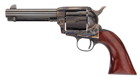 [839665000960] Taylors  &  Company 555149DE 1873 Cattleman Gunfighter 45 Colt (LC) 6rd 4.75" Blued Cylinder  &  Barrel Color Case Hardened Steel Frame Walnut Army Size Grip (Taylor Tuned)