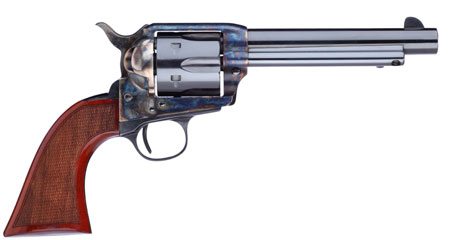 [839665004951] Taylors  &  Company 555138 1873 Cattleman Gunfighter 357 Mag Caliber with 5.50" Blued Finish Barrel, 6rd Capacity Blued Finish Cylinder, Color Case Hardened Finish Steel Frame  &  Walnut Army Size Grip