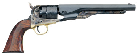 [839665004029] Taylors  &  Company 550797 1860 Army Uberti 44 Cal 6 Shot Striker Fire 8" Blued Round Barrel, Blued Engraved Cylinder, Color Case Hardened Steel Frame, Walnut Grip