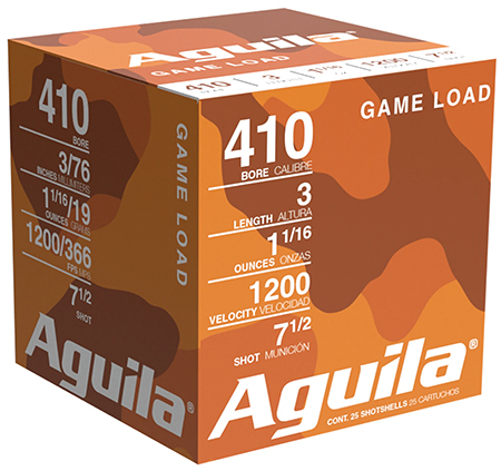 [640420006239] Aguila 1CHB4127 Game Load  410Gauge 3" 11/16oz 7.5Shot 25 Per Box/10 Case