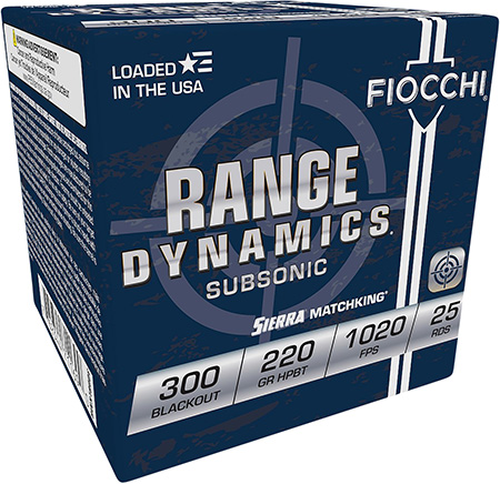 [762344711690] Fiocchi 300BLKMB Range Dynamics  300Blackout 220gr Sierra MatchKing BTHP 25 Per Box/20 Case