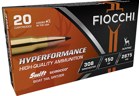 [762344712024] Fiocchi 308SCA Hyperformance  308Win 150gr Swift Scirocco II Bonded 20 Per Box/10 Case