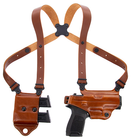 [601299070646] Galco MCII652 Miami Classic II Shoulder System Size Fits Chest Up To 56" Tan Leather Compatible w/S&W M & P Shield/Glock 43/43X Right Hand