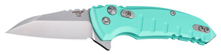 [743108241639] Hogue 24163 X1 MicroFlip 2.75" Folding Wharncliffe Plain Tumble Polish 154CM SS Blade/Aquamarine Anodized Aluminum Handle Includes Pocket Clip