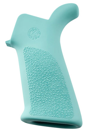 [743108130346] Hogue 13034 OverMolded Beavertail Cobblestone Aqua Blue Rubber Pistol Grip for AR-15, M16