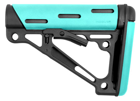 [743108134405] Hogue 13440 OverMolded Collapsible Buttstock Aqua OverMolded Rubber Black Synthetic AR-15, M16 with Mil-Spec Tube (Tube Not Included)
