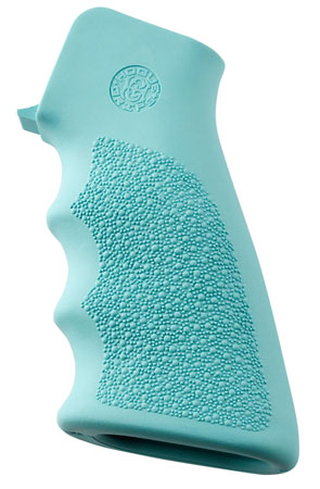 [743108150153] Hogue 15015 OverMolded Grip Cobblestone Aqua Blue Rubber with Finger Grooves for AR-15, M16