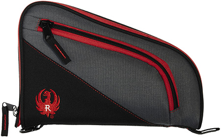 [026509012375] Ruger 27401 Tucson Handgun Case Black/Red/Gray Lockable Zippers