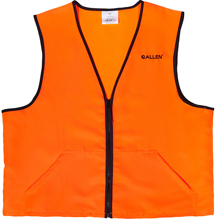 [026509026778] Allen 15766 Deluxe Hunting Vest Large Orange Polyester