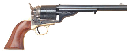 [844234102150] Cimarron CA914 1872 Open Top Navy 38 Long Colt 38 Special 6 Shot 7.50" Blued Steel Barrel, Blued Cylinder, Color Case Hardened Steel Frame, Walnut Grip, Exposed Hammer