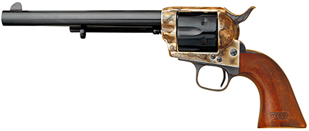 [844234101702] Cimarron CA514M00 Model P US Cavalry 45 Colt (LC) 6 Shot, 7.50" Blued Steel Barrel  &  Cylinder, Color Case Hardened Steel Frame, Walnut w/OWA Cartouche Stamp Grip, Exposed Hammer