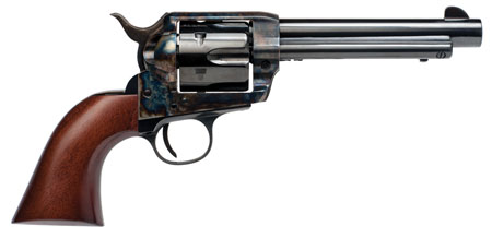 [844234103140] Cimarron PP411 Frontier Pre-War 1896-1940 45 Colt (LC) 6 Shot, 5.50" Blued Steel Barrel, Blued Cylinder, Color Case Hardened Steel Frame, Walnut Grip, Exposed Hammer