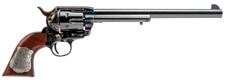 [814230011350] Cimarron CA558 Wyatt Earp Frontier Buntline Hollywood Series 45 Colt (LC) 6rd 10" Blued Steel Barrel  &  Cylinder Old Model Case Hardened Steel Frame with Walnut Grip