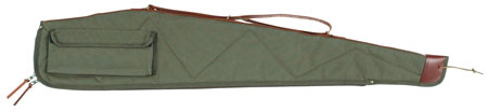 [617867117156] Bob Allen 14537 Canvas Rifle Case 44" Green Canvas w/ Quilted Flannel Lining Leather Sling  &  Self-Repairing Nylon Zipper