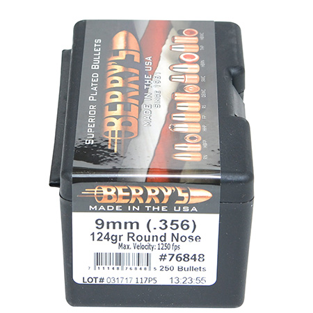 [711148768485] Berry's 76848 Superior Pistol 9mm/356 124gr Round Nose 250/Box