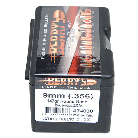 [711148740306] Berry's 74030 Superior Pistol 9mm/356 147gr Round Nose 250/Box