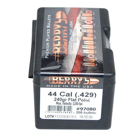 [711148970802] Berry's 97080 Superior Pistol 44Cal 240gr Flat Point 200/Box