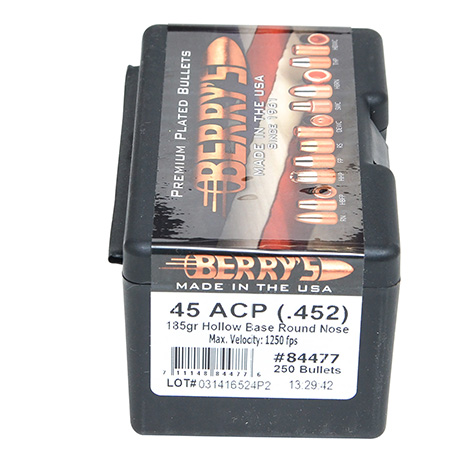 [711148844776] Berry's 84477 Superior Pistol 45Cal 185gr Hollow Base Round Nose 250/Box