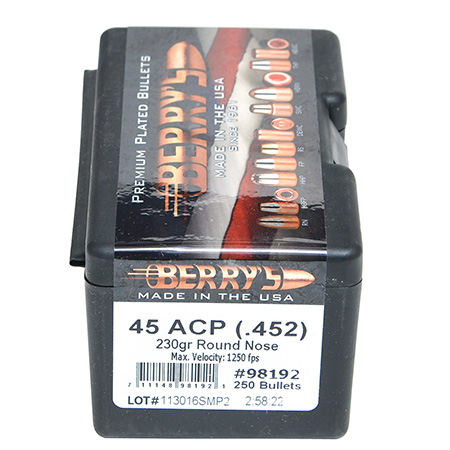 [711148981921] Berry's 98192 Superior Pistol 45Cal 230gr Round Nose 250/Box