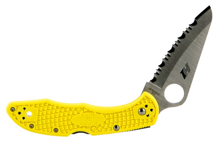 [716104011711] Spyderco C88SYL2 Salt 2  3" Folding Clip Point Serrated H1 Steel Blade Yellow Bi-Directional Texturing FRN Handle Includes Pocket Clip