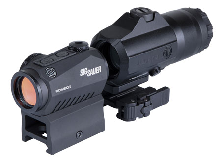 [798681582693] Sig Sauer Electro-Optics SORJ53101 Romeo5 and Juliet3 Combo Kit Black 1x/3x 24 mm/24 mm 2 MOA Red Dot