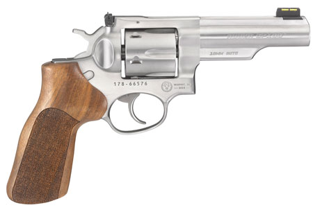 [736676017751] Ruger 1775 GP100 Match Champion 10mm Auto 6rd 4.20" Satin Stainless Half-Lug Barrel, Cylinder  &  Frame, Hogue Stippled Hardwood Grip, Transfer Bar Safety