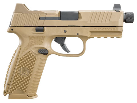 [845737009144] FN 66100383 509T  9mm Luger 10+1 4.50" Black Steel Threaded Barrel, Flat Dark Earth Optic Cut/Serrated Stainless Steel Slide, Flat Dark Earth Polymer Frame w/Picatinny Rail