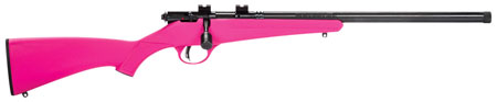 [062654138355] Savage Arms 13835 Rascal FLV-SR Youth 22 LR 1rd 16.12" Matte Blued Heavy Barrel, Matte Blued Carbon Steel Receiver, Pink Synthetic Stock, Right Hand