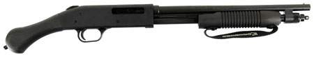 [015813506496] Mossberg 50649 590 Shockwave 410 Gauge 5+1 3" 14.375" Heavy Barrel, Blued Metal Finish, Dual Extractors, Drilled  &  Tapped Receiver, Corncob Forend w/Strap, Raptor Birdshead Grip Stock