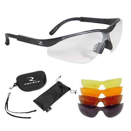 [674326282565] Radians T85RC T-85 Shooting Glass Kit Adult Clear/Smoke Gray/Amber/Copper/Orange Lens Polycarbonate Black Frame