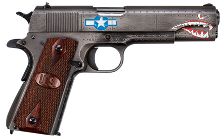 [602686421904] Thompson 1911BKOWC3 1911 Squadron Special Edition WW2 45 ACP 5" 7+1 Black/Gray Cerakote Checkered Wood w/US Logo Grip