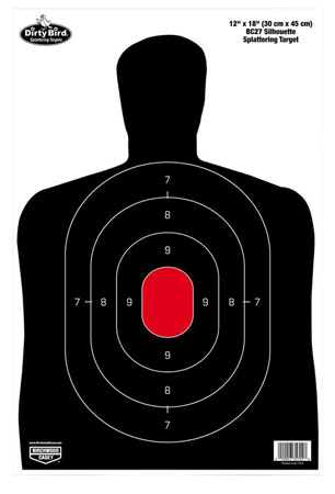 [029057357028] Birchwood Casey 35702 Dirty Bird BC-27 Silhouette Tagboard Hanging Pistol 12" x 18" Black/Red 100 Per Pkg