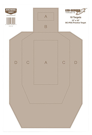 [029057370188] Birchwood Casey 37018 EZE-Scorer  IPSC Paper Hanging Universal 12" x 18" Tan 100 Per Pkg