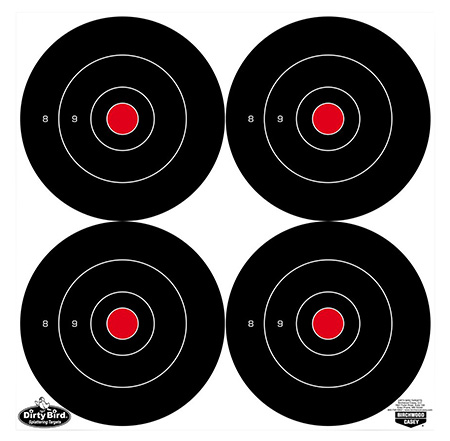 [029057355703] Birchwood Casey 35570 Dirty Bird  6" Bullseye Tagboard Hanging Black/White 100 Per Pkg