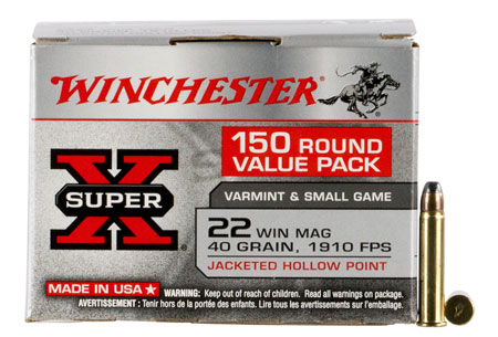 [020892103177] Winchester Ammo X22MH150 Super X Value Pack 22WMR 40gr Jacketed Hollow Point 150 Per Box/10 Case
