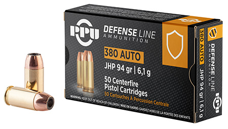 [8605003813057] PPU PPD380A Defense  380ACP 94gr Jacketed Hollow Point 50 Per Box/20 Case