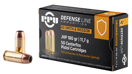 [8605003811725] PPU PPD40 Defense  40S&W 180gr Jacketed Hollow Point 50 Per Box/10 Case
