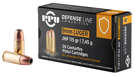[8605003813255] PPU PPD91 Defense  9mmLuger 115gr Jacketed Hollow Point 50 Per Box/20 Case